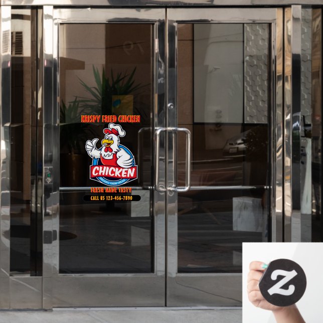 Generic Customize Fried Crispy Chicken 2 Door Window Cling (Office Door)