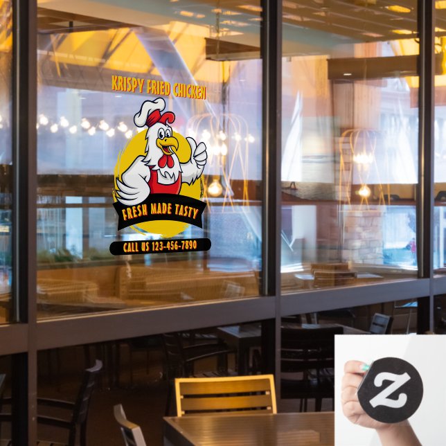 Generic Customize Fried Crispy Chicken Front  Window Cling (Restaurant Window)