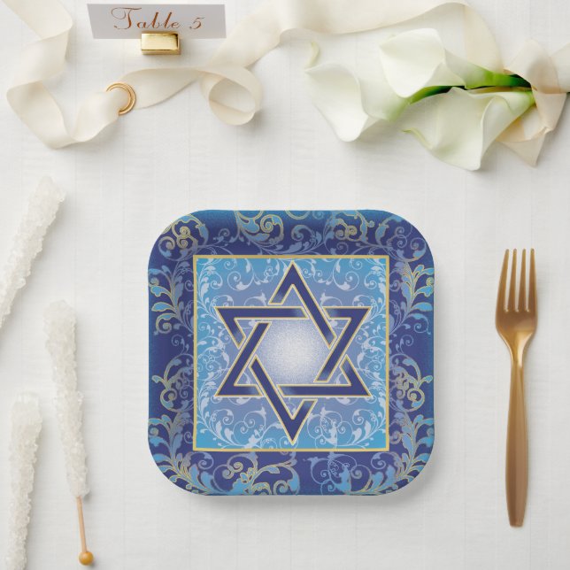 Generic Decorative Paper Plates Judaica Disposable (Wedding)