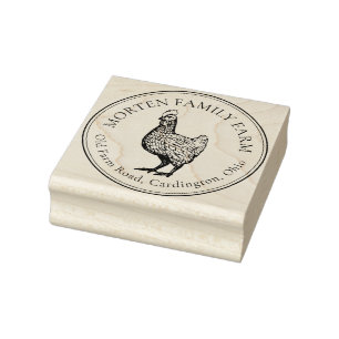 Generic Farm Stamp with Vintage Hen Illustration