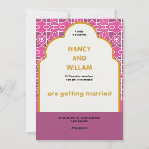 Generic Indian Wedding Invitation in Dark Pink 