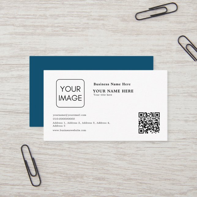 Generic Minimalist QR Code Professional Business Card (Front/Back In Situ)