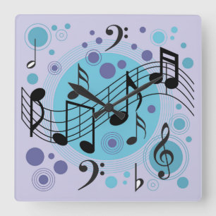 Generic Music Themed Square Wall Clock