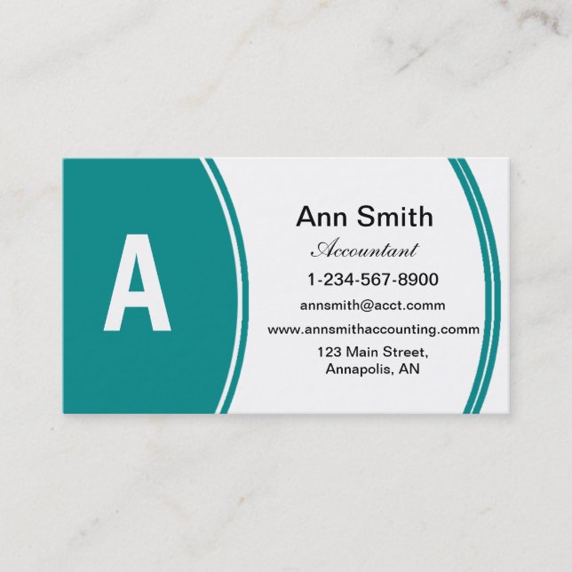 Generic Teal and White Business Cards (Front)