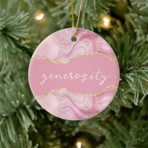 Generosity Inspirational Agate Christmas Ornament