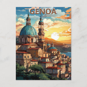 Gênes, Italie, Carte postale d'une ville avec et d