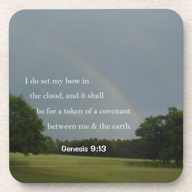 Genèse 9:13 Ensemble de Dessous de verre arc-en-ci (Devant)
