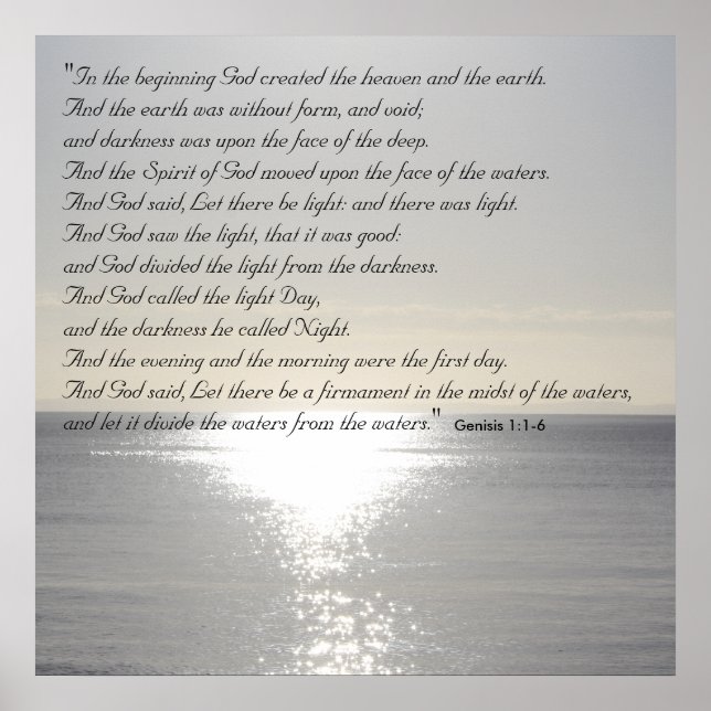 Genèse Bible Citation Christian Création Poster Me (Devant)