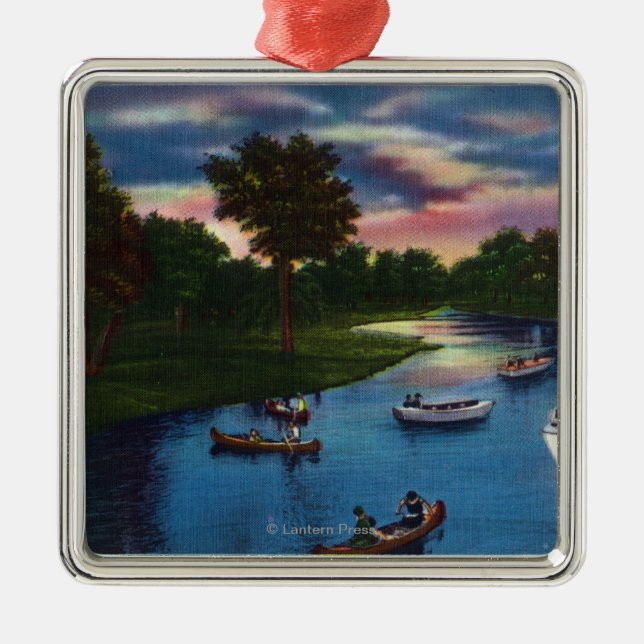 Genesee Valley Park Boating Scene Metal Ornament (Front)