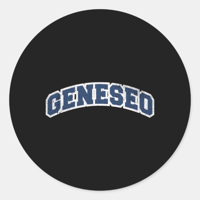 Geneseo New York Varsity Style Classic Round Sticker (Front)