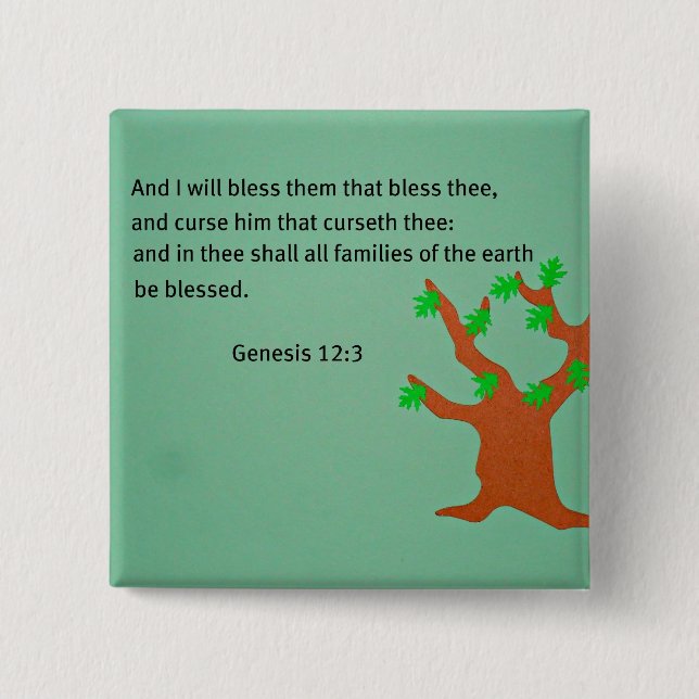 Genesis 12:3 2 inch square button (Front)