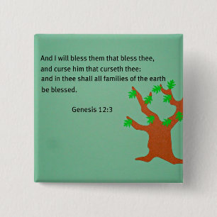 Genesis 12:3 2 inch square button