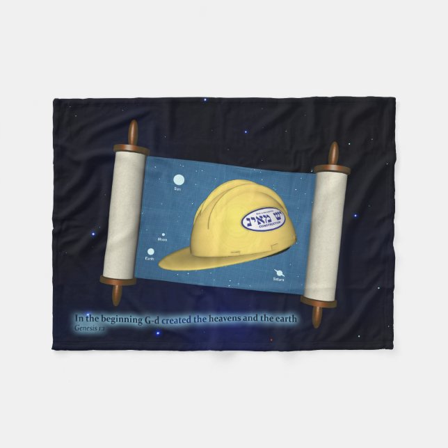 Genesis 1:1 - Construction Fleece Blanket (Front (Horizontal))