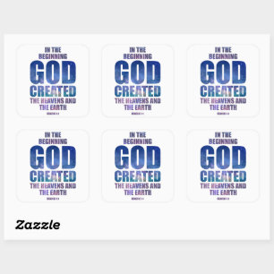Genesis 1:1 In The Beginning GOD Created Universe Square Sticker