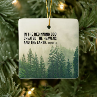 Genesis 1:1 In The Beginning Scripture Christian Ceramic Ornament