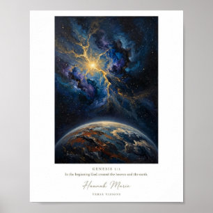Genesis 1 1 KJV Creation Cosmos Fine Art Oil Paint Poster