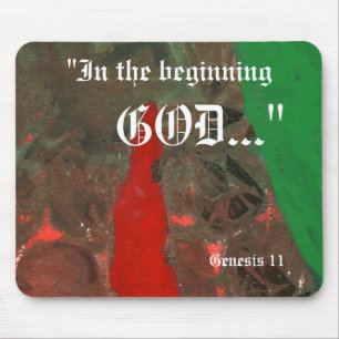 "Genesis 1:1" Leaf Nature Print Mousepad
