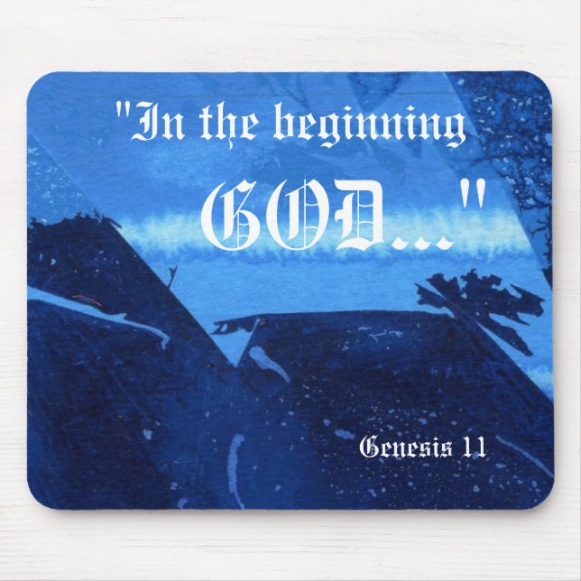 "Genesis 1:1" Leaf Nature Print Mousepad (Front)