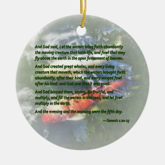 Genesis 1 20-23 And God said, Let the waters bring Ceramic Ornament (Front)