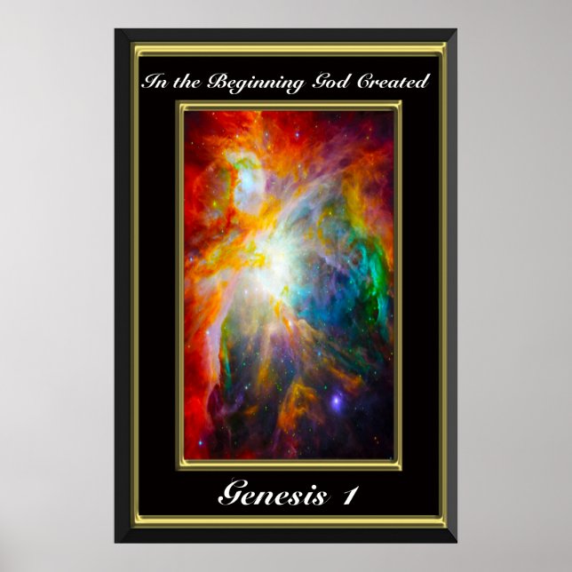 Genesis 1 In the beginning God created black Poster (Front)