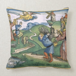 Genesis 21 1-14 Abraham's offering up of Isaac, fr Throw Pillow