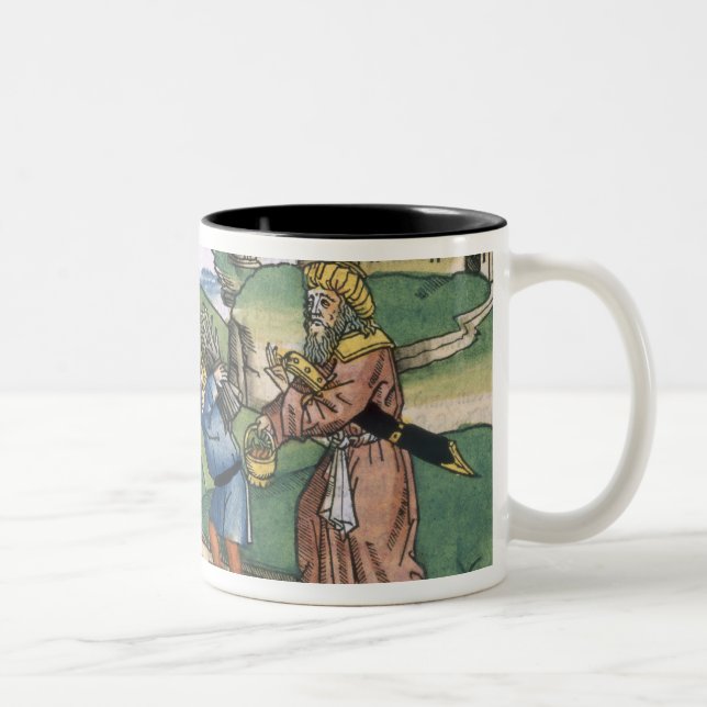 Genesis 21 1-14 Abraham's offering up of Isaac, fr Two-Tone Coffee Mug (Right)