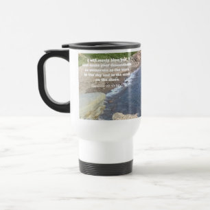 Genesis 22:17 God's Blessing Photo of Ocean Shore Travel Mug