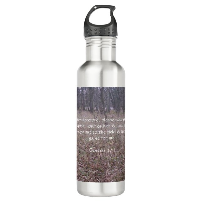 Genesis 27:3 with Buck Stainless steel bottle (Front)