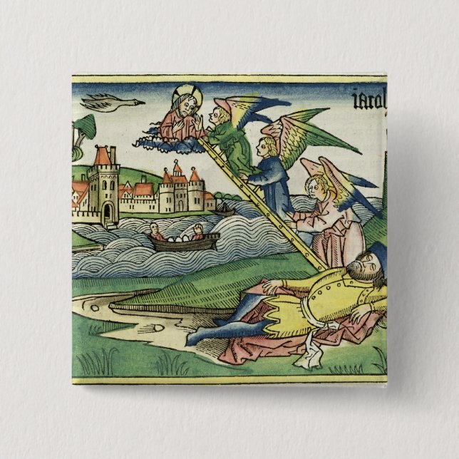 Genesis 28 10 Jacob's Ladder, from the 'Nuremberg 2 Inch Square Button (Front)
