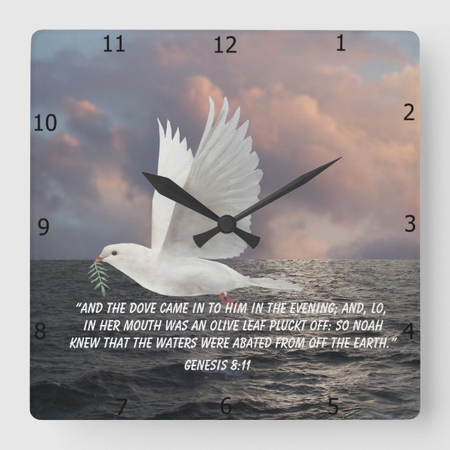 Genesis 8:11 square wall clock (Front)
