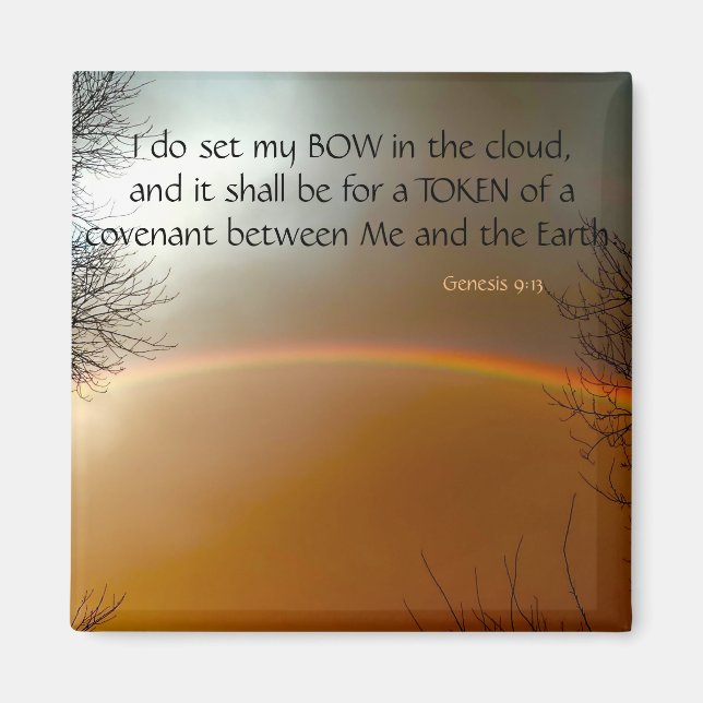 Genesis Bible Verse Rainbow Photo Christian  Magnet (Front)