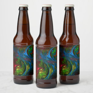 Genesis Blue Abstract Art Beer Bottle Label
