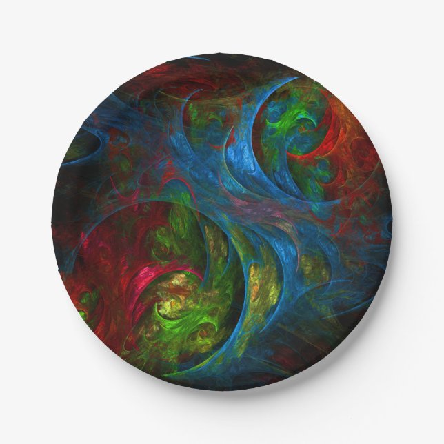 Genesis Blue Abstract Art Paper Plate (Front)