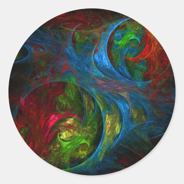 Genesis Blue Abstract Art Round Sticker (Front)