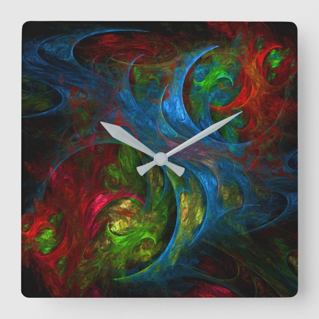 Genesis Blue Abstract Art Square Square Wall Clock (Front)