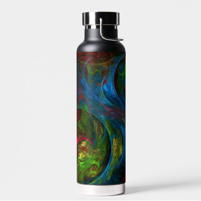 Genesis Blue Abstract Art Water Bottle (Left)