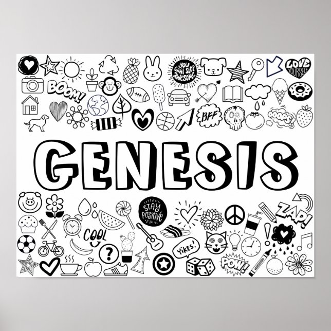 'GENESIS' Colour-it-Yourself Outline Design Poster (Front)