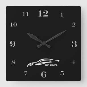 Genesis Coupe white brushstroke logo Square Wall Clock