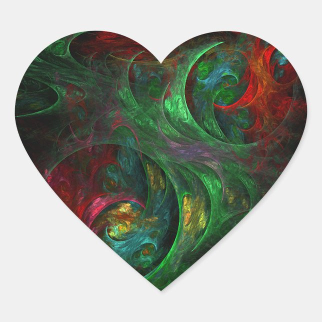 Genesis Green Abstract Art Heart Sticker (Front)