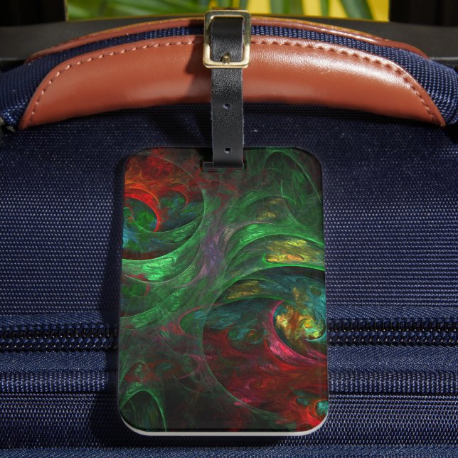 Genesis Green Abstract Art Luggage Tag (Front Insitu 2)