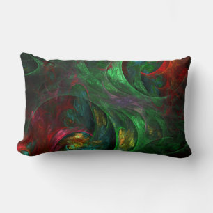 Genesis Green Abstract Art Lumbar Pillow