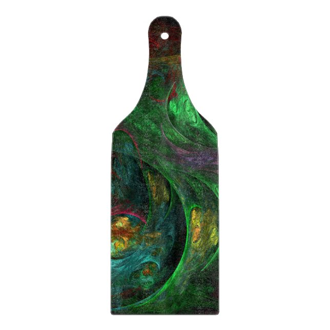 Genesis Green Abstract Art Paddle Cutting Board (Front)