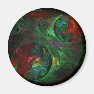 Genesis Green Abstract Art Round Magnet