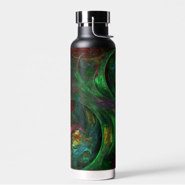 Genesis Green Abstract Art Water Bottle (Left)
