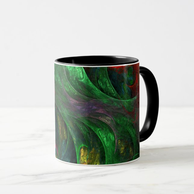 Genesis Green Abstract Coffee Mug (Front Right)
