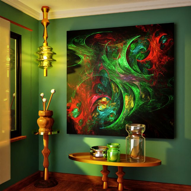 Genesis Green Art Abstrait Enveloppé Toile Imprime (Genesis Green Abstract Art Wrapped Canvas Print)