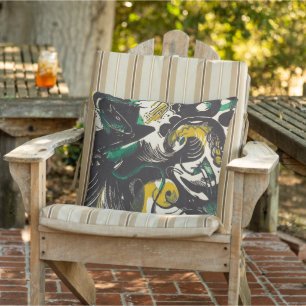Genesis II by Franz Marc: Vibrant Abstract Outdoor Pillow