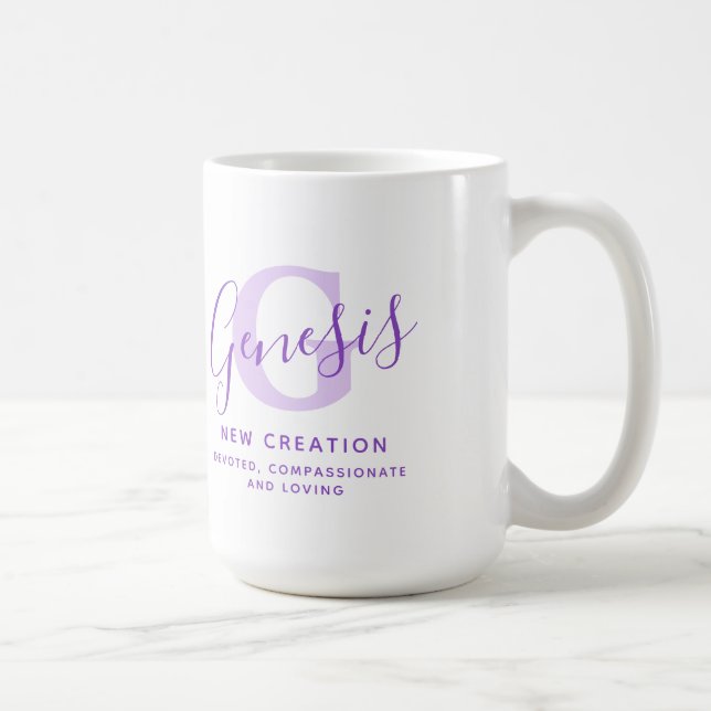 Genesis name meaning monogram G purple text Coffee Mug (Right)