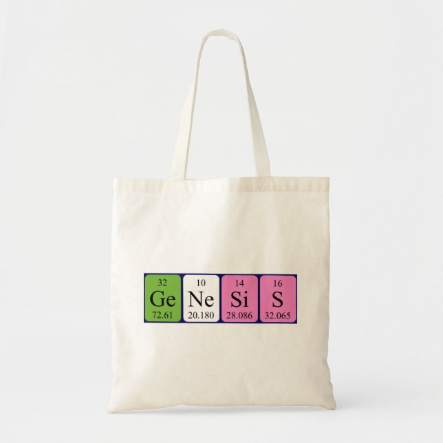 Genesis periodic table name tote bag (Front)