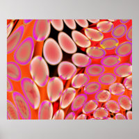 Genetic Art Psychedelic Blobs Pink White Over Red